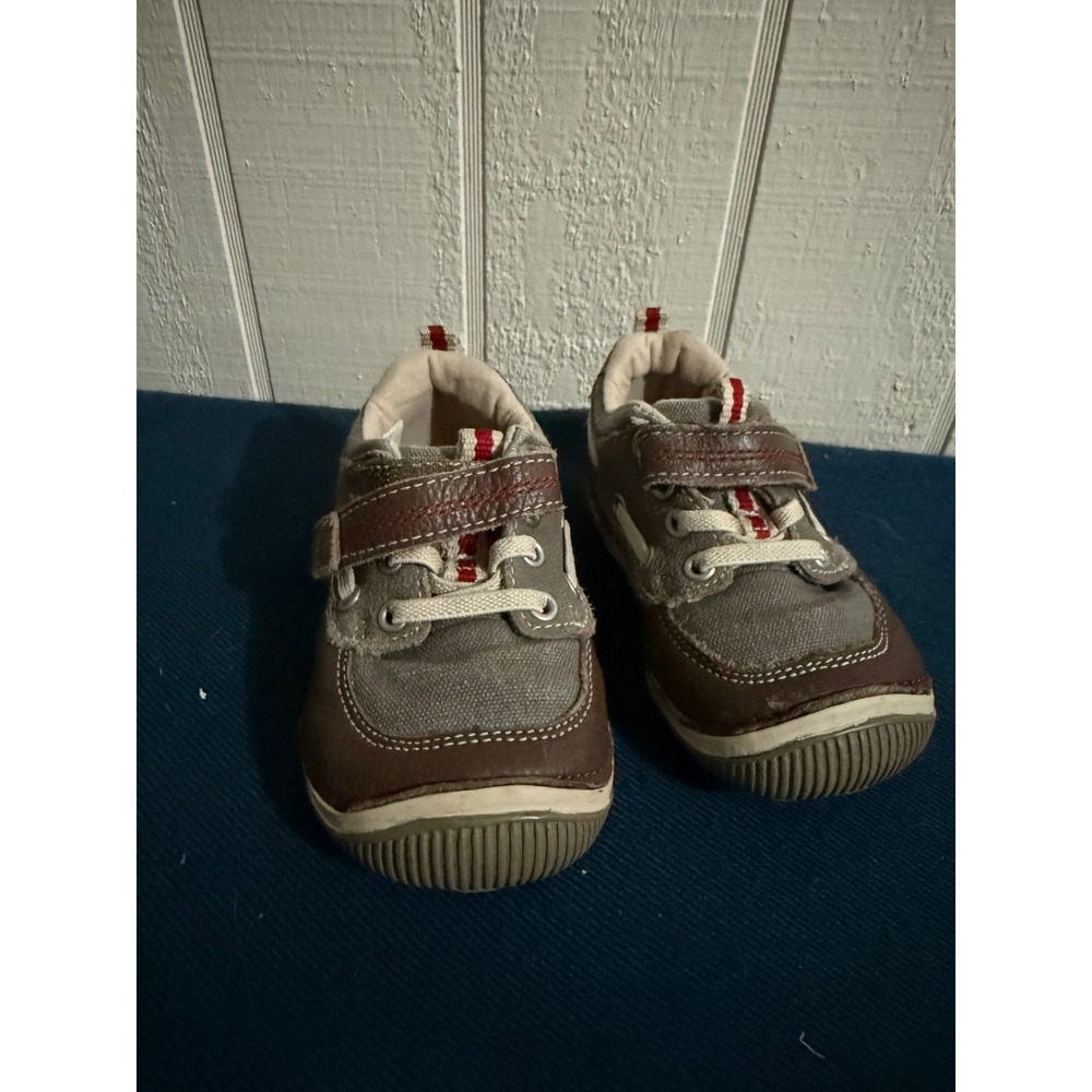 Stride Rite SRT Mosby Boys Brown Gray Leather Sneakers Size 5W BB50424
